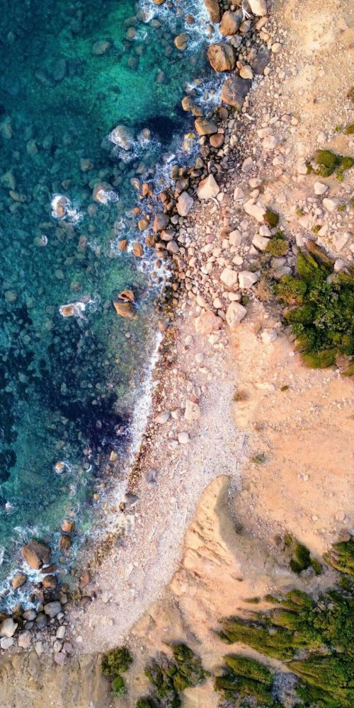 Aerial View of Coastal Landscape in Tunisia